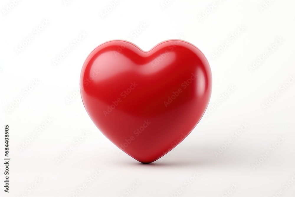Red heart isolated on white background. Generative AI.