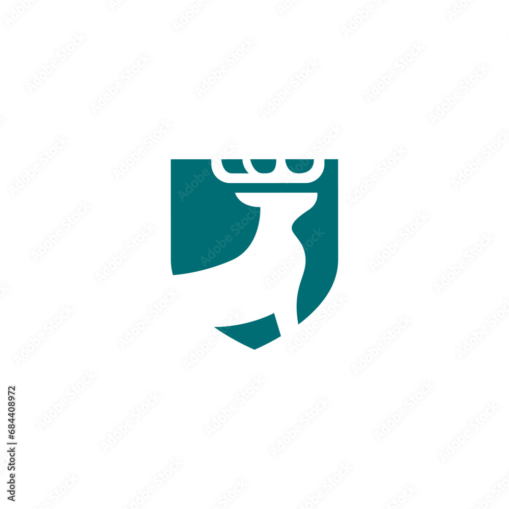 Deer animal vector logo design in shield shape Deer animal vector logo design in shield shape