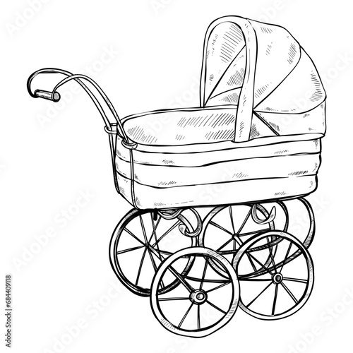 baby cart hand drawn illustration