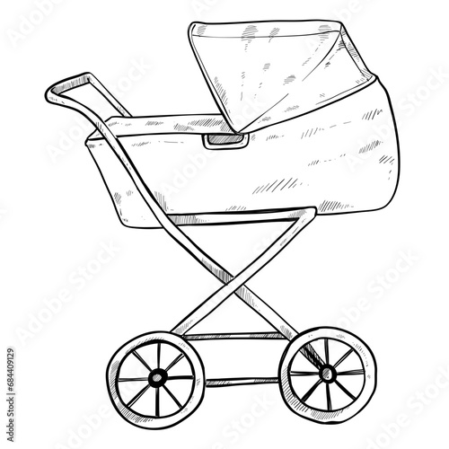 baby cart hand drawn illustration