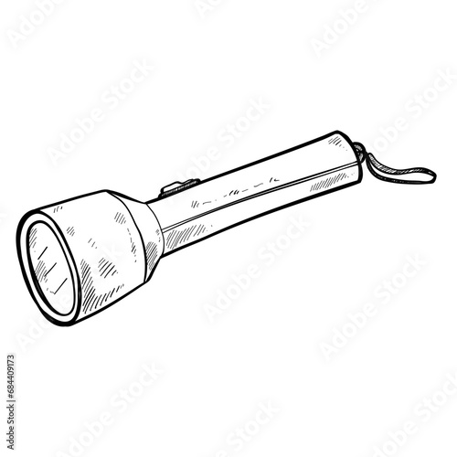 camping flashlight hand drawn illustration