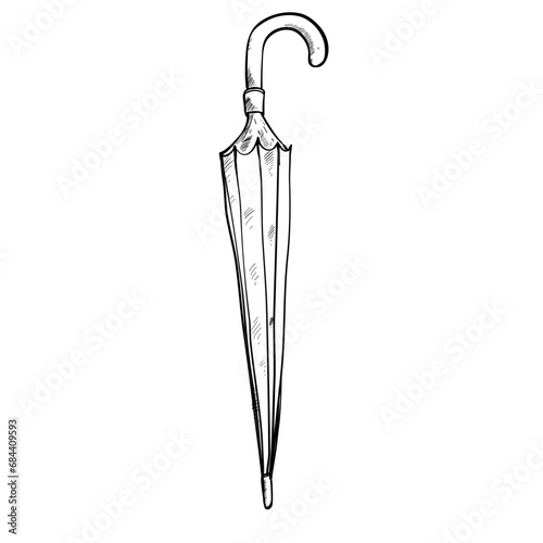 umbrella vintage hand drawn illustration