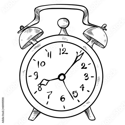 alarm clock hand drawn illustration