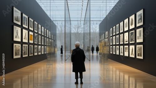 man visiting a museum, elderly man