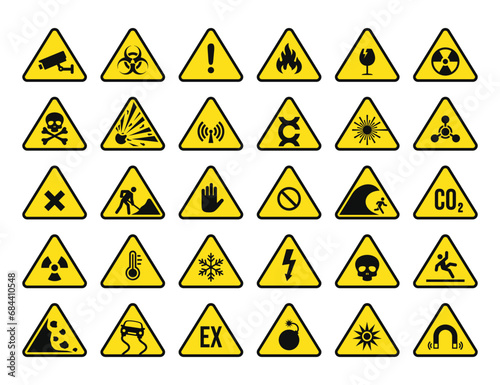 Warning hazard symbol set vector illustration photo