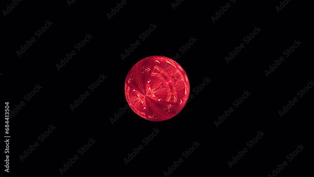 Abstract red 3D render grunge disheveled messy surface ball isolated transparent with alpha channel Quicktime prores 4444. 4K red orb unkempt texture surface seamless looping effect element concept.