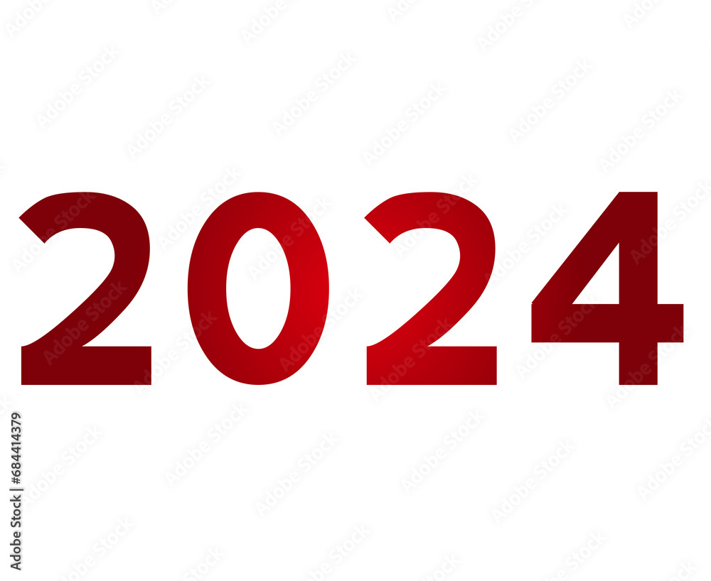 Number 2024 gradient red on transparent background for new year concept design elements. Number 2024 gradient red on transparent background for new year concept design elements.