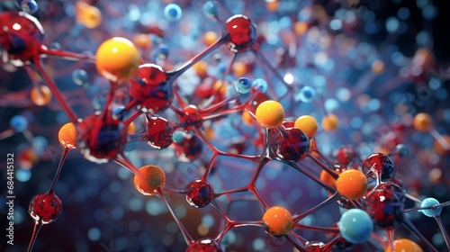 A detailed 3D rendering showcasing molecular clusters and their unique bonding configurations.