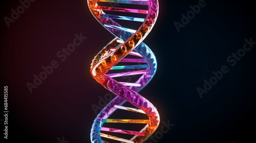 A detailed portrayal of a DNA double helix, illustrating its helical structure and base pair interactions.