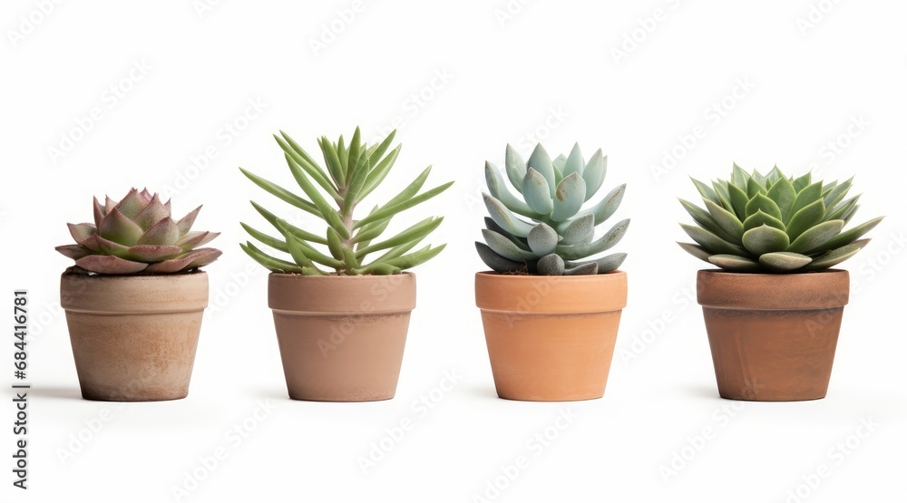 Plants in clay pots cut out backgrounds 3d rendering, Generative AI Plants in clay pots cut out backgrounds 3d rendering, Generative AI