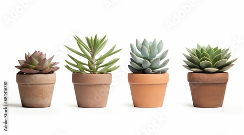 Plants in clay pots cut out backgrounds 3d rendering, Generative AI 