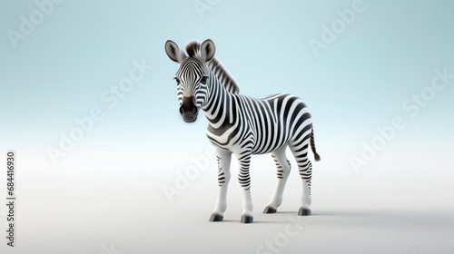 Zebra animal isolated on bright blue white background. advertisement. template. product presentation. copy text space.