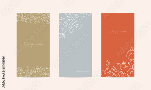年賀状用椿のイラスト。椿の和風イラストポストカードセット。和風フレームのテンプレート。Clip art of camellia for New Year's card. Japanese-style illustration of camellia postcard set. Japanese style frame template.