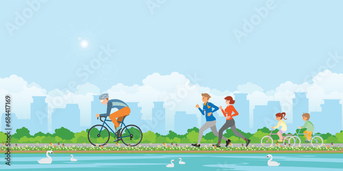 Sport outdoors activity in city public park.