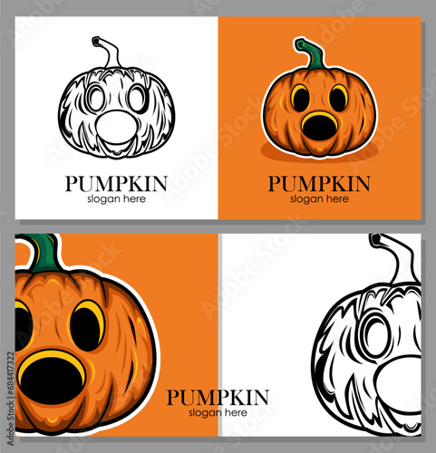 orange pumpkin logo ikon background