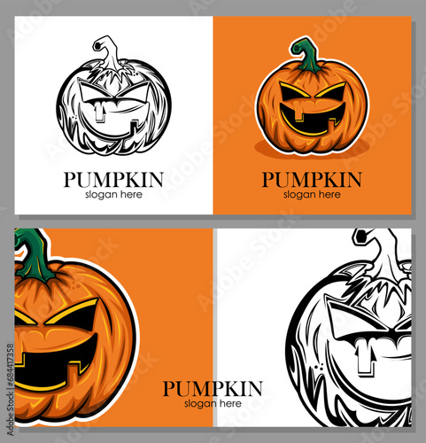 orange pumpkin logo ikon background