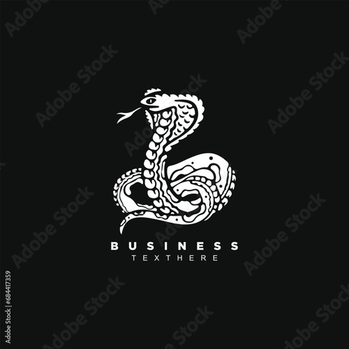 Silhouette king cobra snake vector art design isolated on black background