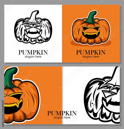 orange pumpkin logo ikon background