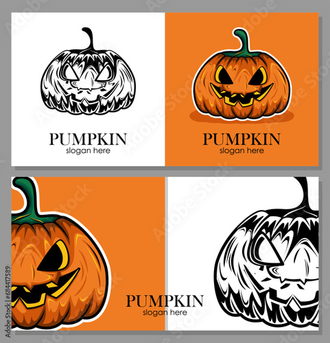 orange pumpkin logo ikon background
