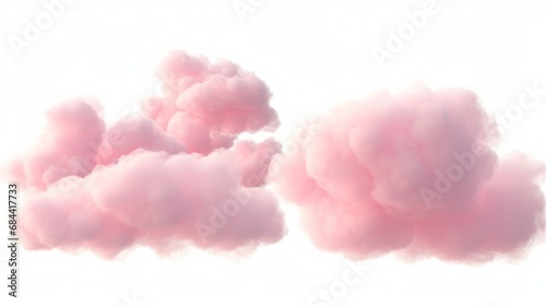 Soft pink clouds cumulus shapes on transparency backgrounds 3d rendering, Generative AI 
