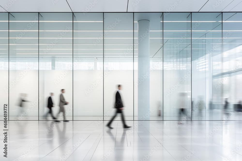 People Walking Through a High End Corporate Tech Office People Walking Through a High End Corporate Tech Office