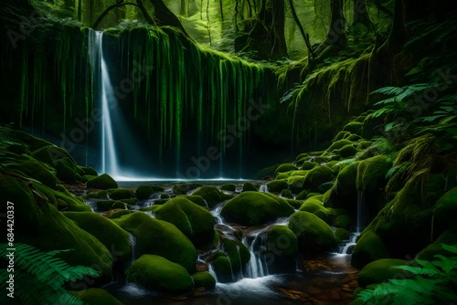 waterfall in the forest with gentle look