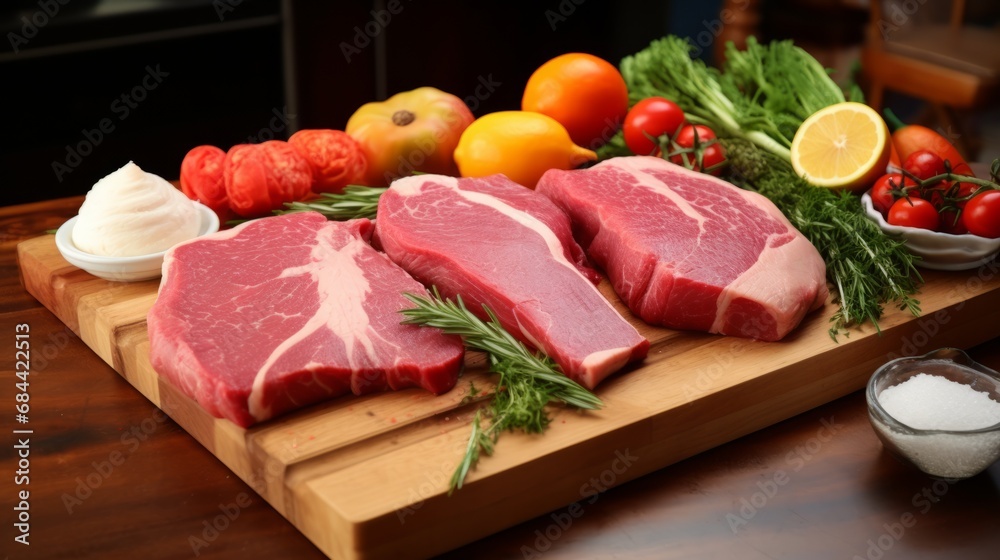 Culinary Foundations: Raw Meats and Fresh Ingredients Ready for Cooking