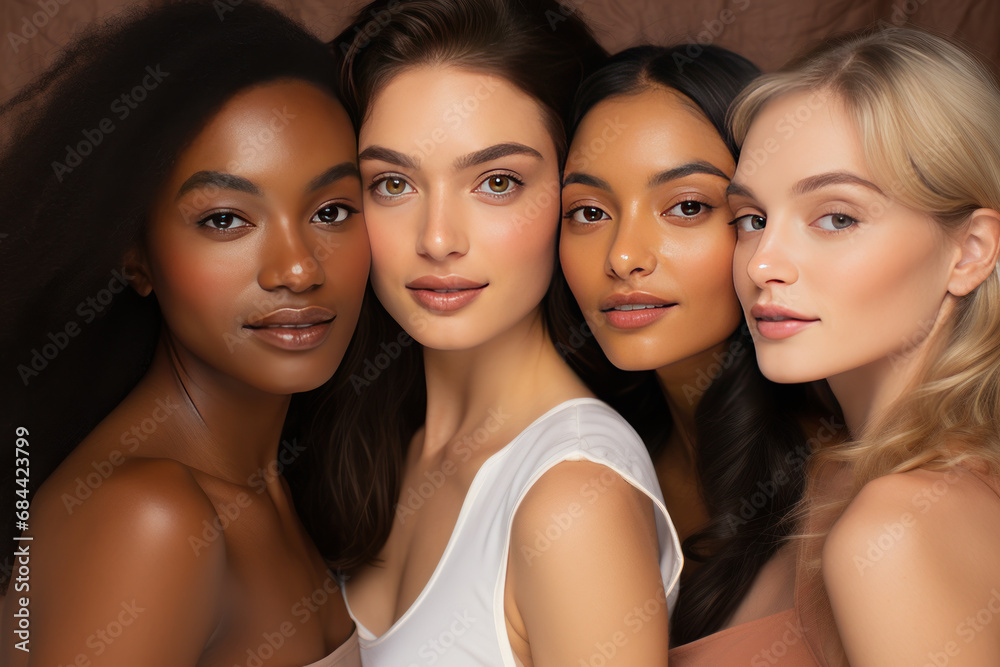 Group of beautiful female models of different races Group of beautiful female models of different races