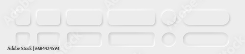White and grey color buttons. Neomorphism design style white buttons. Vector.