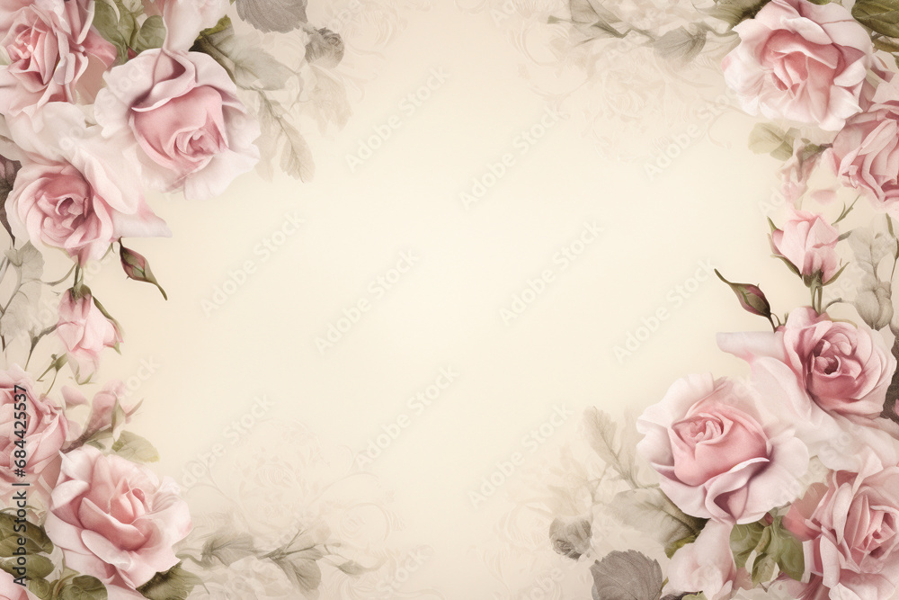 vintage background with roses,Generated By Ai