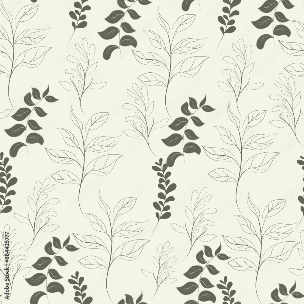 Free vector hand drawn minimal leaf seamless pattern Free vector hand drawn minimal leaf seamless pattern