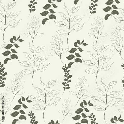 Free vector hand drawn minimal leaf seamless pattern