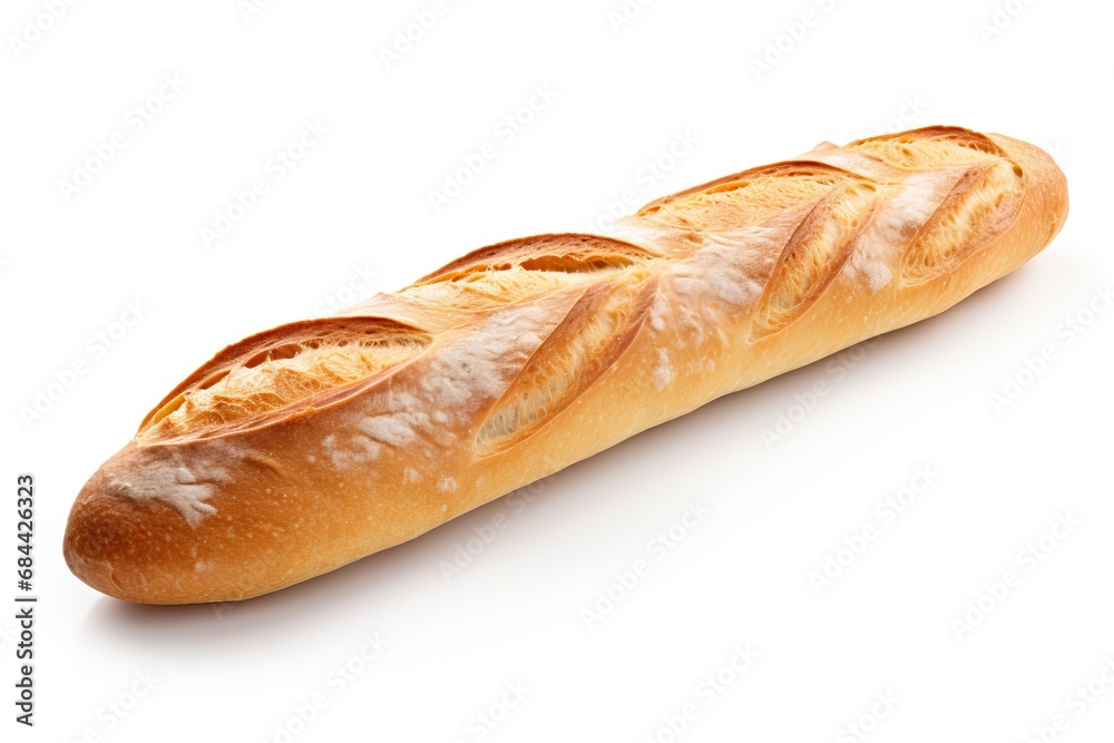 French baguette isolated on white background.