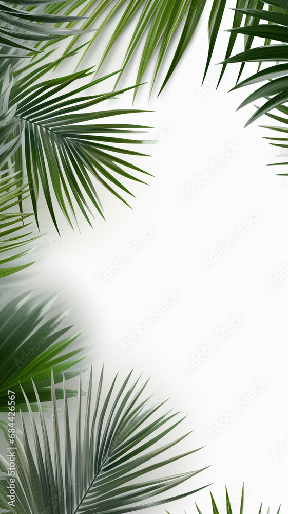 Palm branches in the corners tropical plants design Palm branches in the corners tropical plants design