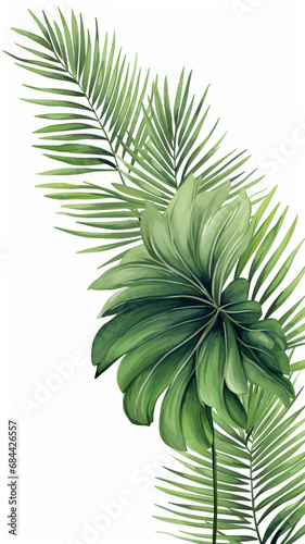 Palm branches in the corners tropical plants decoration