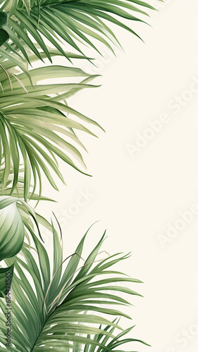 Abstract Palm branches in the corners tropical plants