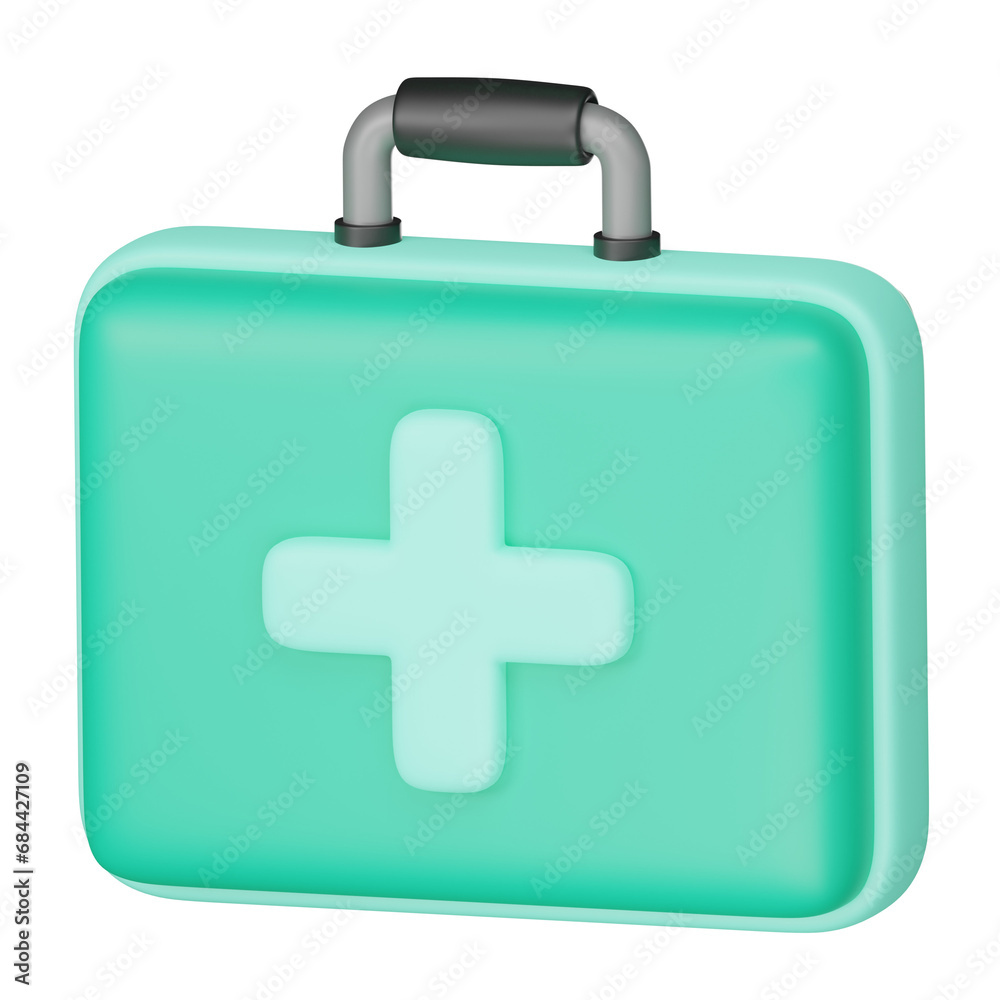 Obraz premium First aid kit or ambulance emergency box 3d render