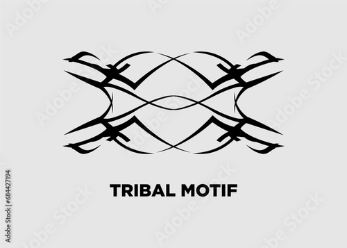 Vector illustration of tribal symmetrical black sharp wave pattern