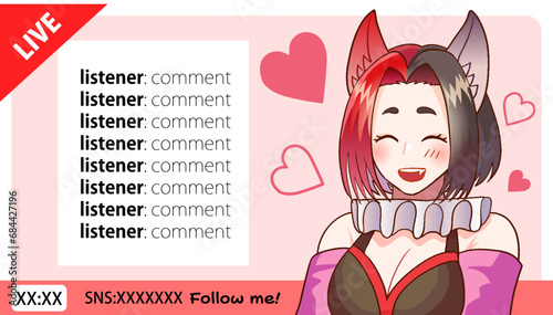 VTuberがライブ配信で話しているイラスト