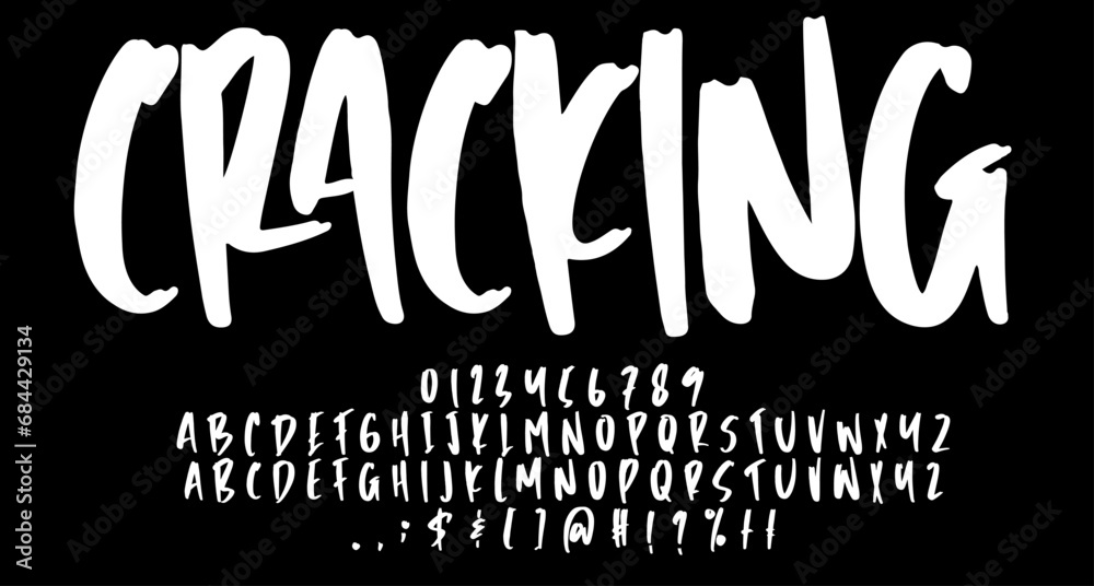 cracking Brush script sign font script vector lettering. typography ...