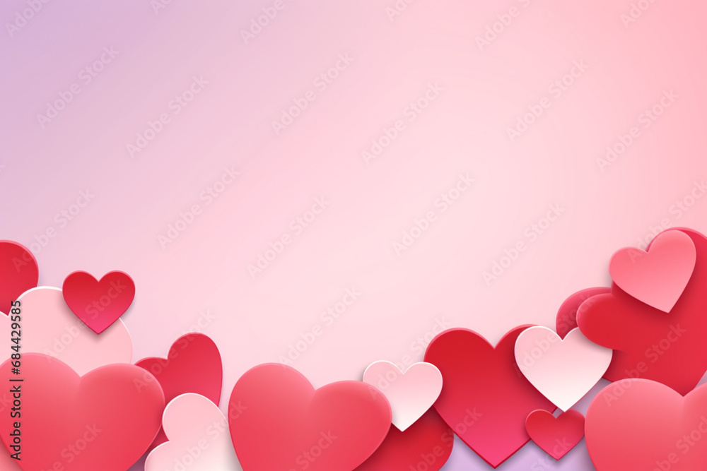 background with hearts in the bottom, copyspace for text