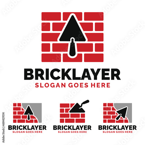 Bricklayer logo set design vector illustration