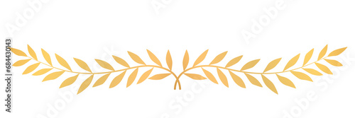gold line laurel leaf vector png 
