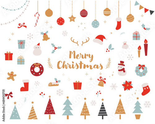 かわいいクリスマスのイラスト素材セット