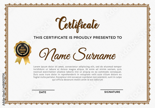 Modern Certificate template design. Clean modern certificate, Diploma Certificate vector template, achievement certificate with badge.