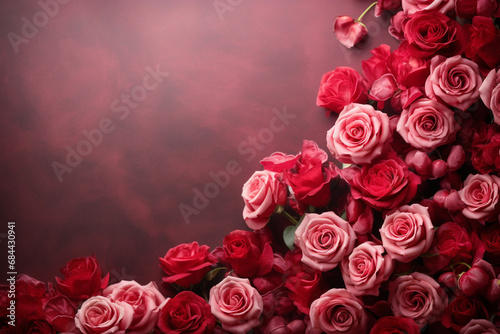 bouquet of pink roses for valentine day Generated By Ai