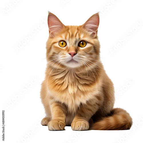 Orange tabby cat on transparent background cutout, PNG file. 