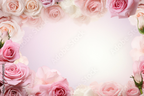 pink roses border for Valentine day Generated By Ai 