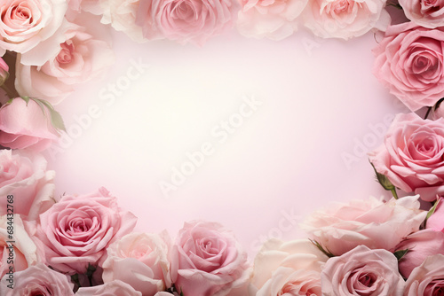 pink roses border for Valentine day,Generated By Ai

