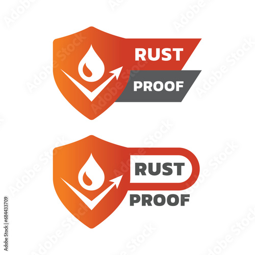 Rust proof with shield vector labels. Rustproof and resistant label set.